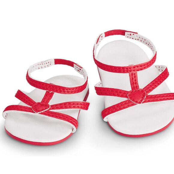 NEW American Girl Red Hearts Ruffle Outfit RED STRAPPY SANDALS Hearts Accessory - Picture 4 of 4